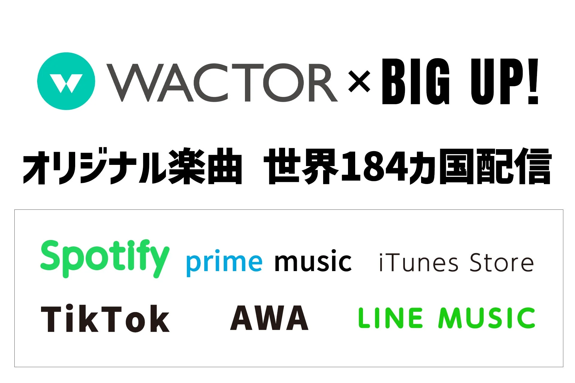 WACTOR × BIG UP! オリジナル楽曲 世界184カ国配信