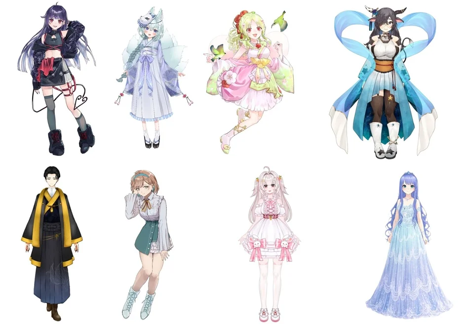多様なアニメ風キャラクターイラスト