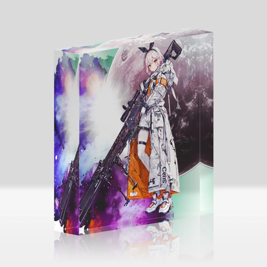 アニメ,少女,スナイパーライフル,SF,宇宙,惑星,イラスト,キャラクター,アクリルブロック,グッズ