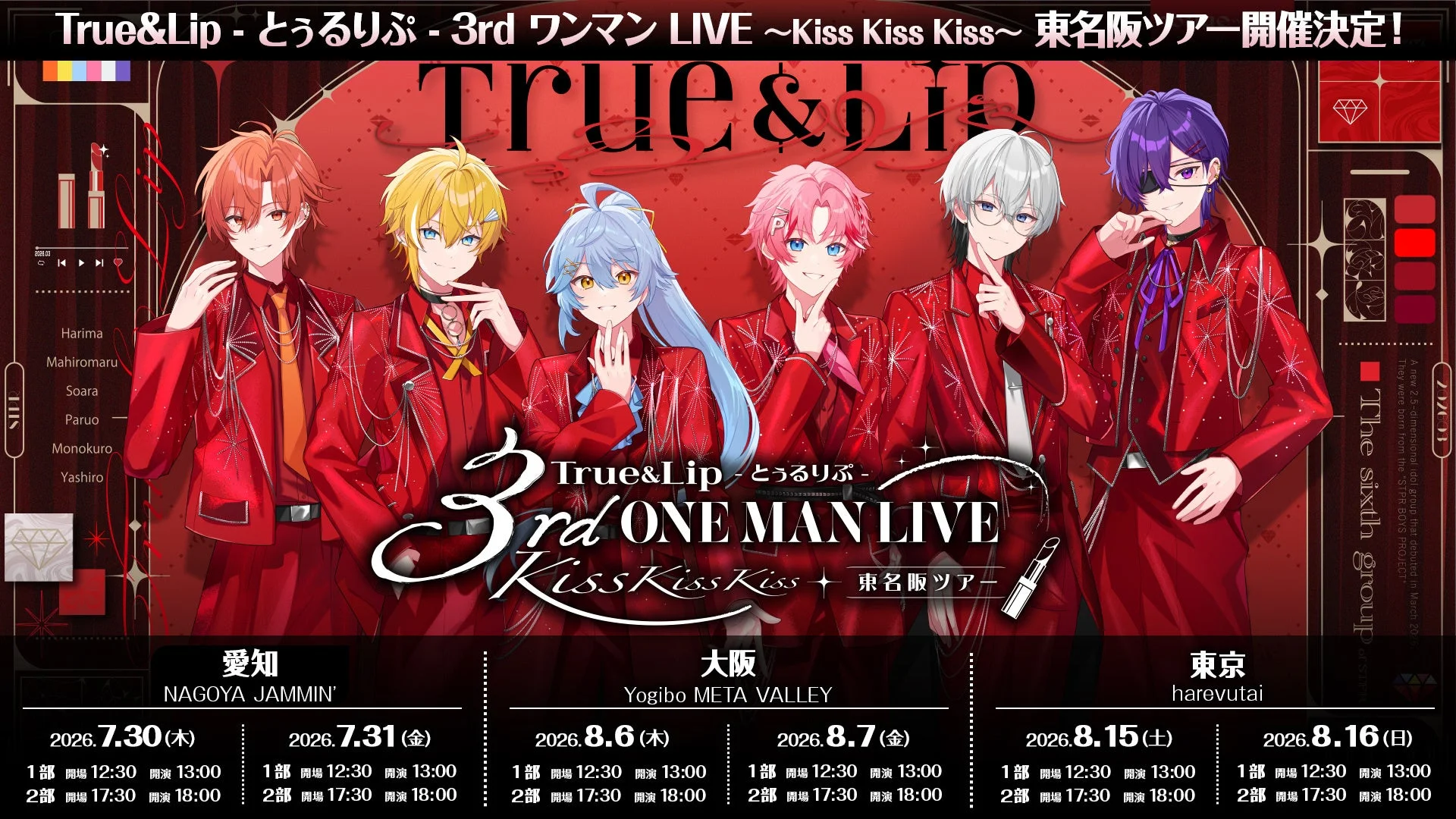 とぅるりぷ 3rd ワンマン LIVE 〜Kiss Kiss Kiss〜 東名阪ツアー