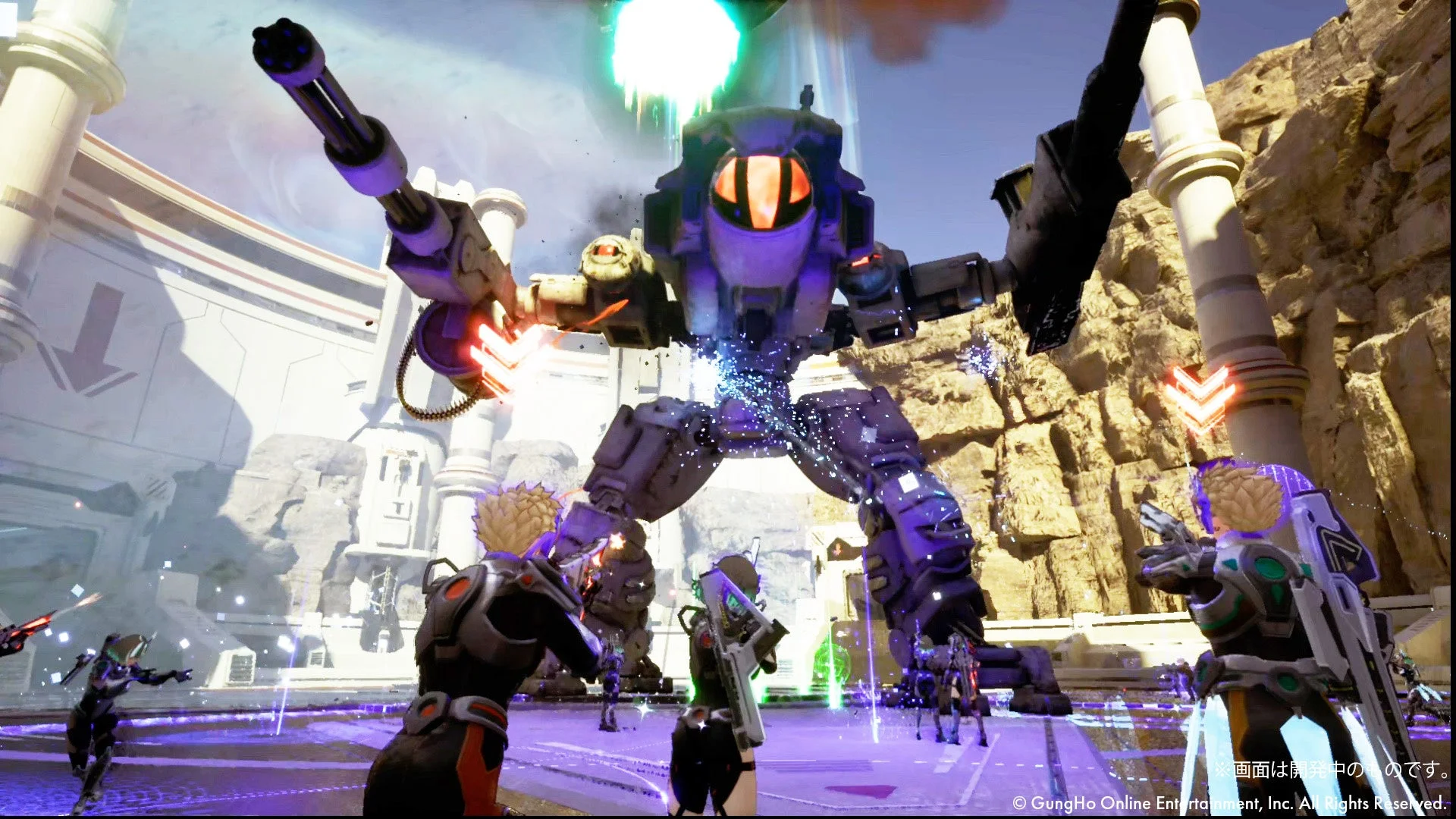巨大ロボットとの戦闘シーン